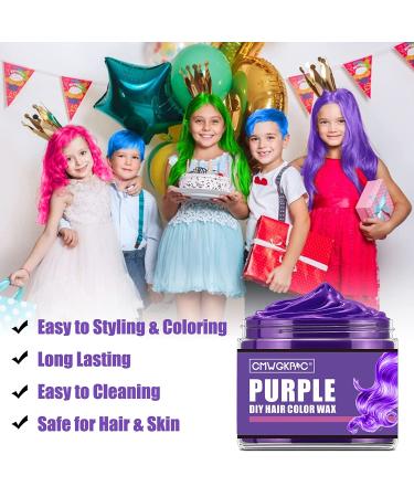 Temporary Hair Color Wax: Blue Purple Pink Green | DIY Wash Out Hair Dye Cream for Halloween | Kids Men Women Friendly - Buy Online on GoSupps.com