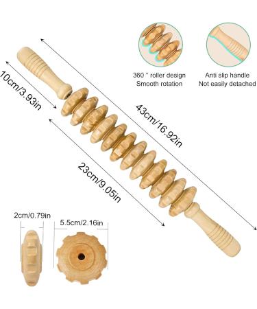 Srttr Fascienstab Wood Massage Roller - Anti-Cellulite Beech Wood Body Roller for Legs & Neck - 43 cm Fascia Relief - Buy Online on GoSupps.com