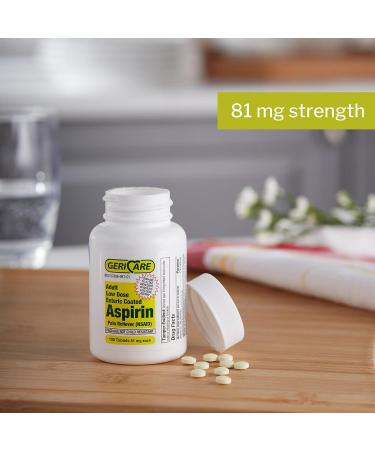 GeriCare Aspirin 81mg Low Dose Enteric Coated Pain Reliever - 1200 Tablets - Buy Online on GoSupps.com