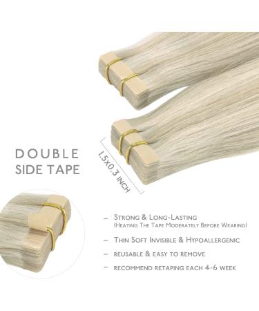 WENNALIFE 16 Tape in Human Hair Extensions - Ash Blonde & Platinum Blonde Highlighted Remy Hair - 50g - 20pcs - Buy Online on GoSupps.com
