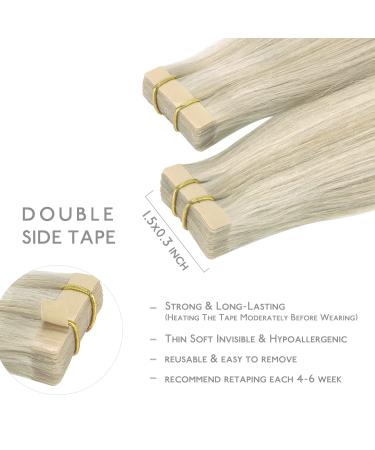 Salife Real Hair Tape Extensions - 20PCS 65cm Ashblond Highlights Invisible Skin Weft Premium Remy Hair - Buy Online on GoSupps.com