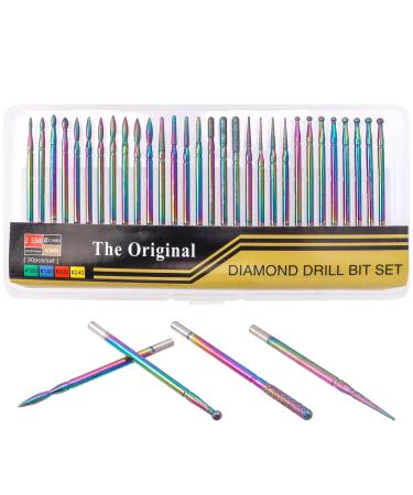 Mesee 30 Pieces Nail Drill Bits Set Tungsten Carbide Electric Nail Files Colored Titanium Coated Drill Bit Burrs for Acrylic Gel Manicure Pedicure Nails Polish Cuticle Removal