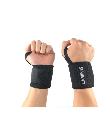 SENWENYI Premium Wrist Wraps for Weightlifting 18 Inches Thumb Loops with Wrist Support for Workouts Powerlifting Wrist Straps for Weight Lifting Men and Women Weight Lifting, Crossfit, Powerlifting, Strength Training BLACK 18.0 Inches