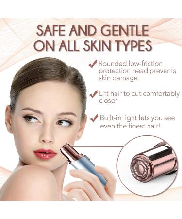 Painless Facial Hair Removal for Women - Rechargeable Electric Razor with 2 Replacement Heads - Lady Face Shaver for Lip, Chin, Arms - Best Mustache Remover (Blue) - Buy Online on GoSupps.com