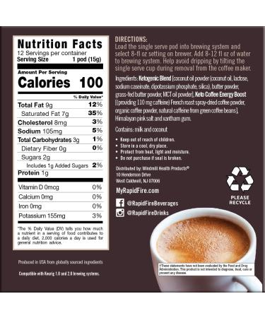 Rapidfire Caramel Macchiato Ketogenic Coffee Pods - 12 Count Pack for Energy, Metabolism & Weight Loss on Keto Diet - Buy Online on GoSupps.com