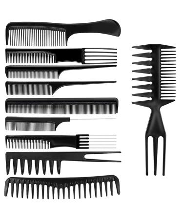 10 Pcs Hair Combs Set Wide Tooth Comb Anti-static Barber Comb Fine Hair Styling Comb Professional Hairdressing Comb Detangling Combs Rat Tail Comb for Long Wet Thick Curly Hair Men Women Salon & Home