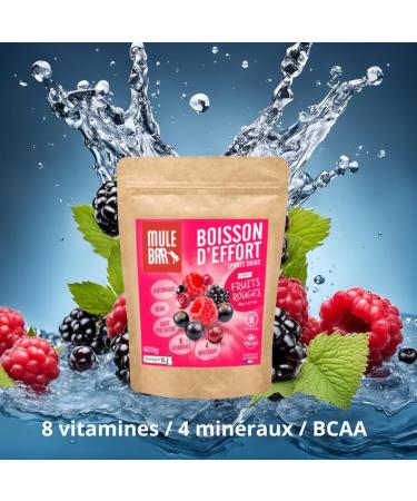 MULEBAR - Powdered Sports Drink - Red Fruits - Isotonic Drink - Antioxidant - 8 Vitamins - 4 Minerals - Easy To Digest - Made In France - 600gr - Buy Online on GoSupps.com