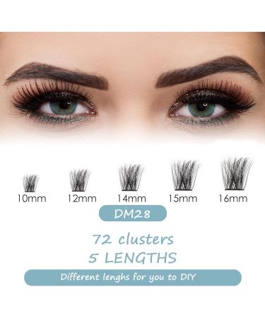 SISILILY Individual Cluster Lashes 72 Clusters C D Curl | DIY Lash Extensions 10-16mm Wispy Fluffy Reusable False Eyelashes - DM28 Mix - Buy Online on GoSupps.com