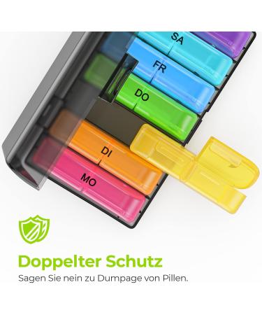 Shop Auvon 7-Day Tablet Box - Convenient Moisture-Resistant Pill Organizer | 2 Compartments Black Rainbow Design - Buy Online on GoSupps.com