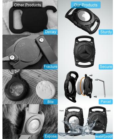 IP68 Waterproof Airtag Dog Collar Holder - 2 Pack Anti-Loss Apple Airtag Dog Tracker Compatible with Cat & Dog Collars Airtical Shell with Key Rings - Black - Buy Online on GoSupps.com