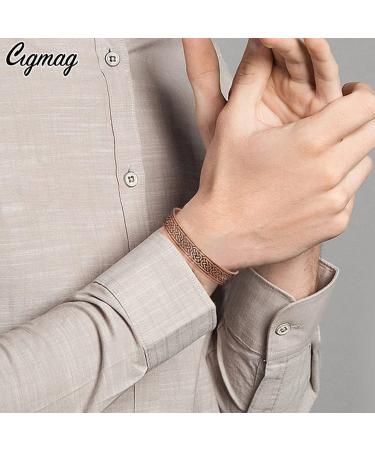 Cigmag 9X Mens Copper Bracelet - Ultra Strength Magnet, 99% Pure Copper, Adjustable Brazaletes Cuff Bangles - Father's Day Gift (Copper Axe Pattern) - Buy Online on GoSupps.com