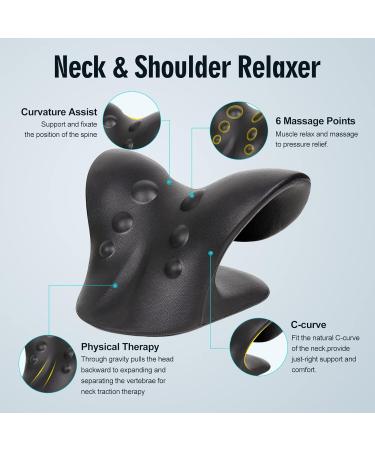 Neck Stretcher for Pain Relief - Cervical Traction Device Pillow for Muscle Relaxation and TMJ Pain Relief in Black - Buy Online on GoSupps.com