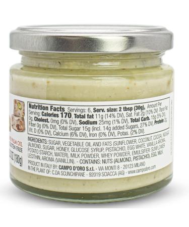 Buy Pistachio Almond Nougat Butter | Italian Torrone Cream | Non-GMO Gluten Free | Campo D Oro (6.35oz - Buy Online on GoSupps.com