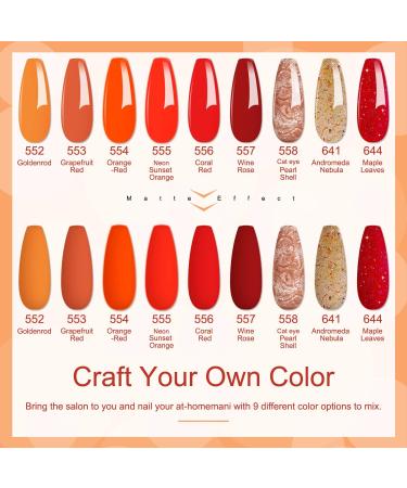 Red Glitter Gel Nail Polish Set - 9 Colors with Cat Eye Magnet, Sequins, and Gold Nail Art - UV LED Soak Off Kit with Base Coat, Matte Top Coat, and Bonus Nail File - The Golden Danube River-682 - Buy Online on GoSupps.com