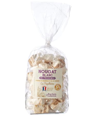 Les Ruchers du Luberon - Nougat Blanc de Provence in Papillote 180g - White Nougat with Almonds and Lavender Honey - Traditio