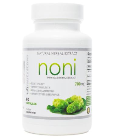 Noni Capsules | 700mg Morinda citrifolia Extract Pills | Promotes Healthier Skin, Hair, and Nails | Potent Natural Antioxidant | VH Nutrition | 30 Day Supply