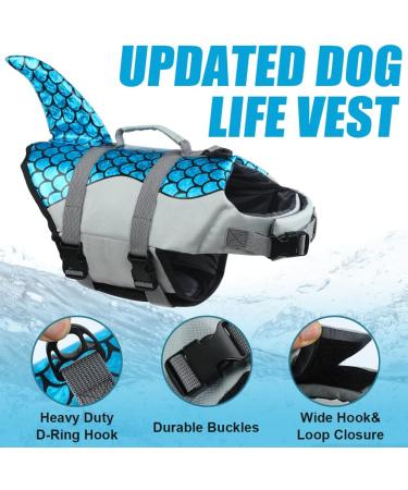 Emust Shark Wiskers for Dogs - Adjustable Ripstop Dog Life Vest with Rescue Handle Perfect for Water Safety at Pool & Beach (Large Blue) - Buy Online on GoSupps.com