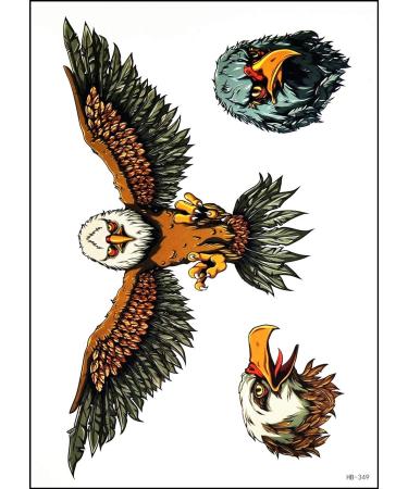 GS912 Tattoo 8.2''X5.7'' Flying bird American Eagle Large Temporary Tattoos Sticker Transfer for Man Women Teens Painting Designs Body Art 3D Waterproof fashion Art Fake Body (13)