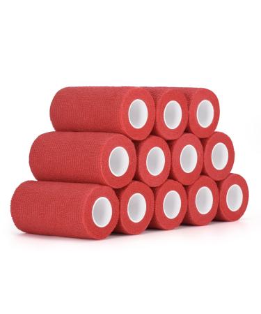 12 Roll self -adhesive bandage 10cm cohesive bandage self -adhering adhesive bandage combined elastic bandage for fingers hand cohesive bandage fixing association pet vet wrap for horse dog bandages (red) - Buy Online on GoSupps.com