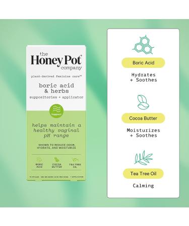 The Honey Pot Co. Boric Acid Suppositories - 7 Day Pack | Maintain Vaginal pH, Manage Odor | Gynecologist Approved - Buy Online on GoSupps.com