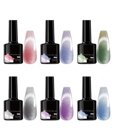 Finger Gel - Thermochromic Gel for Nails | 6 Pcs Cosmetic Magnet Defumed for Travel Appointment