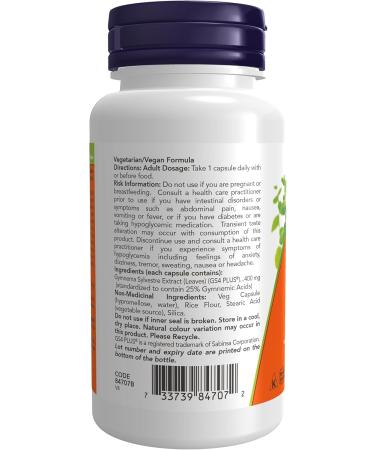 NOW Supplements Gymnema Sylvestre 400mg Capsules 90 Count - Buy Online on GoSupps.com