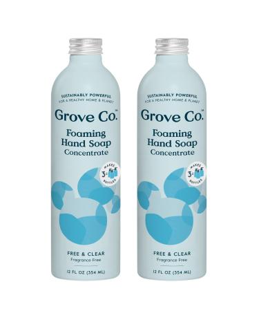 Grove Co. Hydrating Foaming Hand Soap Refills (2 x 12 Oz) Moisturizing Hand Wash Fragrance-Free No Plastic or Parabens Cruelty Free Free & Clear Unscented (Pack of 2) Free & Clear Refill