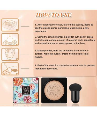 T te de Champignon Air Cushion CC Cream Fond de Teint Correcteur BB Cr me CC Cr me Fondation Hydratant Longue Dur e Couverture Compl te de La Base de Maquillage Impeccable (Naturel) Naturel 20 g (Lot de 1) - Buy Online on GoSupps.com