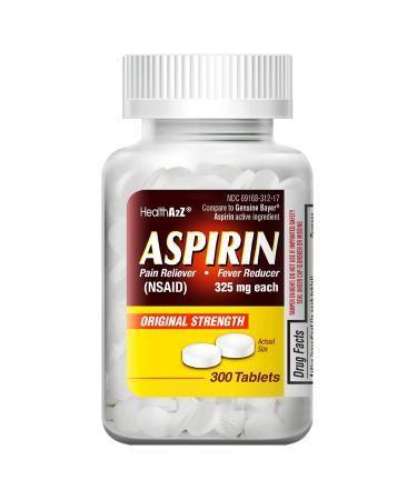 HealthA2Z Aspirin 325mg, 300 Count, Uncoated,Compare to Bayer Active Ingredients