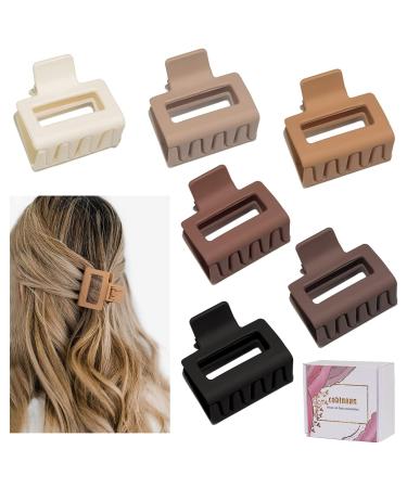 Medium Claw Hair Clips for Women Girls, 2" Matte Rectangle Small Hair Claw Clips for Thin/Medium Thick Hair, Cute Hair Jaw Clips Nonslip Clips (Warm color series)