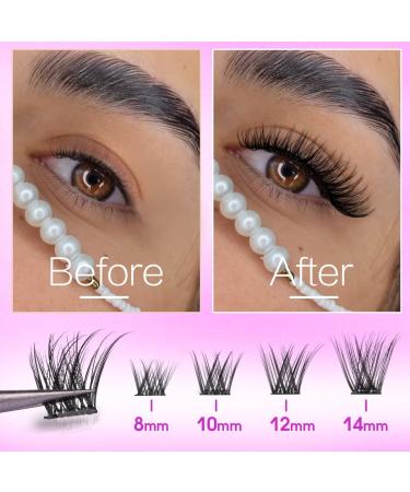 Self Adhesive Cluster Lashes Natural Cluster Eyelashes Extension Kit 8-14mm Wispy Lashes Clusters with Tweezers C Curl Natural Press-on Lashes DIY Eyelashes Extension Kit - Buy Online on GoSupps.com