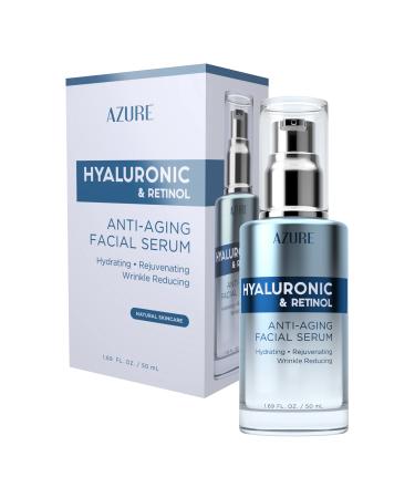 AZURE Hyaluronic Acid & Retinol Anti Aging Facial Serum - Anti Aging  Rejuvenating & Hydrating Face Serum - Reduces Wrinkles & Fine Lines  Evens & Restores Skin Tone - Skin Care Made in Korea - 50mL / 1.69 fl.oz.