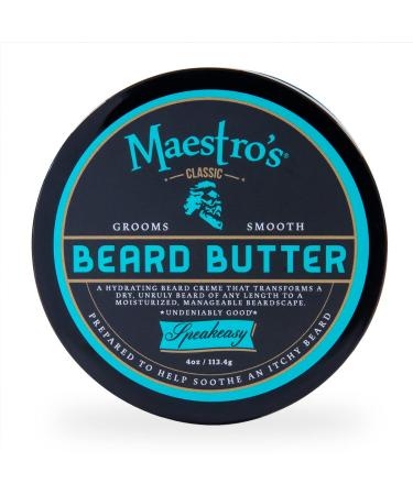 Maestros Classic BEARD BUTTER | Anti-Itch, Extra Soothing, Hydrating Beard Creme For All Beard Types & Lengths- Speakeasy Blend, 4 Ounce Speakeasy 4 Ounce (Pack of 1)