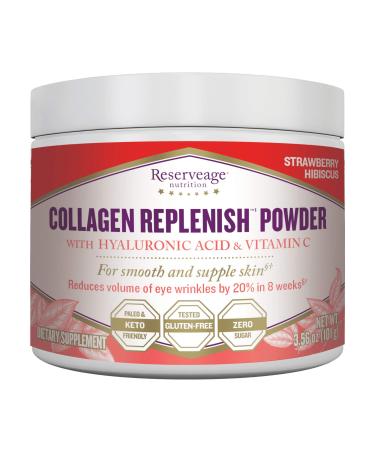 ReserveAge Nutrition Collagen Replenish Powder Strawberry Hibiscus 3.56 oz (101 g)