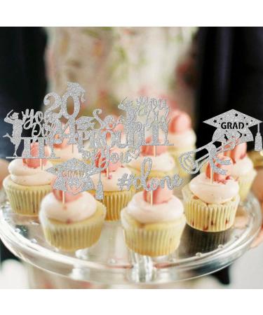 Pack of 24 Graduation Cake Decorations Graduation Cupcake Toppers Graduation Cake Decorations Cake Toppers for Graduation Parties Graduation Proms Silver - Buy Online on GoSupps.com