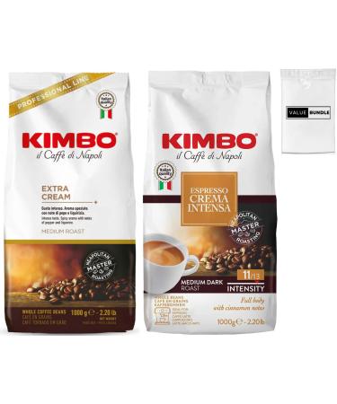 Value Bundle: Kimbo Coffee Beans: Extra Cream & Crema Intensa Beans - Whole Bean Coffee Beans - Cafe - Coffee Beans Whole - Espresso Coffee - Espresso Beans - Medium Dark Roast - Custom Value Bundle Branded Package of 2