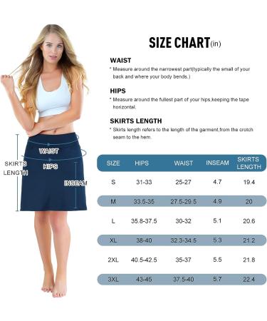 beroy Women's Skorts Skirts - Knee Length Athletic Skirt with Shorts, Navy, XL - Buy Online on GoSupps.com