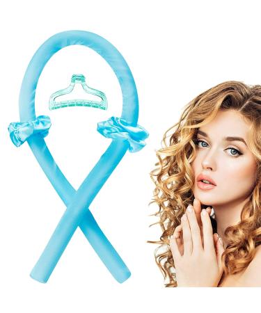 Silk Ribbon Heatless Hair Curler for Women | Overnight Long Hair Styling Tools | Heatless Curling Rod Headband with Scrunchies Clips (Black/Blue) - Buy Online on GoSupps.com