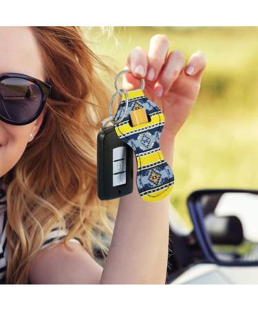 Chapstick women's keychain lip balm lipstick Chapstick Safeguard liner keychain Southwestern Aztec Stripes - Blue and Yellow One Size - Buy Online on GoSupps.com