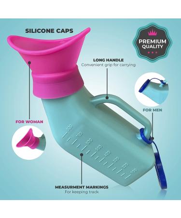 MINION Portable Urinal for Women and Men - Travel Porta Potty for Camping, Hiking & Travel - Adult Travel Potty with Male and Female Attachments - Includes Bag and Handkerchiefs - Buy Online on GoSupps.com