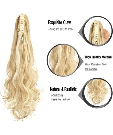 Ponytail Extensions 22" Wavy Ponytail Hair Claw Jaw Clip in Hair Extension Heat Resistant Fiber Ponytail Hairpiece for Women Girls Extension Synthetic Long Wave Hair for Women(Color:0014) - Buy Online on GoSupps.com