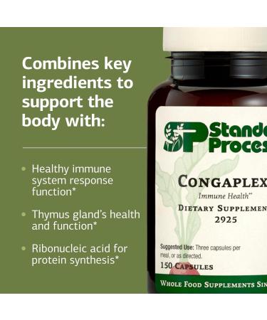 Standard Process Inc. Congaplex - Thymus Gland Support Supplement - Immune Health with Calcium Lactate Magnesium Vitamin C & Vitamin A - Immune System Aid with Mushroom Powder - 150 Capsules 150 Count (Pack of 1) - Buy Online on GoSupps.com