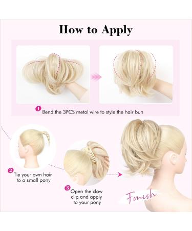 REECHO Blonde Messy Bun Hair Piece with Claw Clip for Women - Short Ponytail Extension with Bendable Metal Wire - Buy Online on GoSupps.com