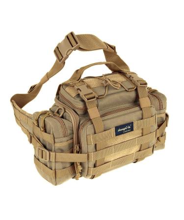 SHANGRI-LA Tactical Range Bag Outdoor Sling Backpack Hiking Fanny Waist Pack Tan