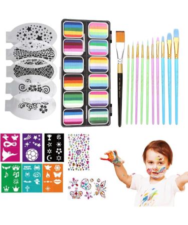 Washable face paint palette with 12 grids of bright water-soluble colors and brushes for students boys girls teens adults birthdays - Buy Online on GoSupps.com