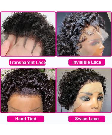Short Curly Lace Front Pixie Cut Wig for Black Women - 150% Density Human Hair - HD Glueless Pre Plucked 13x1 Lace Front Wig - Natural Black - Buy Online on GoSupps.com
