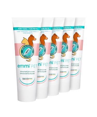 EMMI-PET 5x dog toothed cream for ultrasound toothbrush I dog toothpaste Suitable for all dog breeds of all size & all ages I vegan without titanium dioxide sorbitol fluoride & paraben without animal experiments