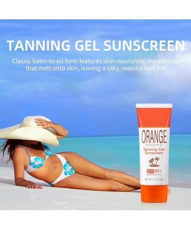 Orange Tanning Gel Sunscreen SPF 30 Mineral-Oil Free Hydrating Balm-to-Oil Formula Water-Resistant Streak-Free Fake Tan Travel Size (2pc) - Buy Online on GoSupps.com