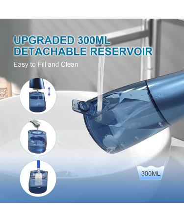 Cordless Water Flosser - Vaeqozva Portable Oral Irrigator Navy Blue | Rechargeable, 5 Jet Tips, DIY Mode, Waterproof, 300ML Tank - Home & Travel Dental Floss - Buy Online on GoSupps.com