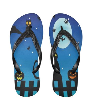 Mnsruu Halloween Pumpkin Bat Owl Castle Flip Flops